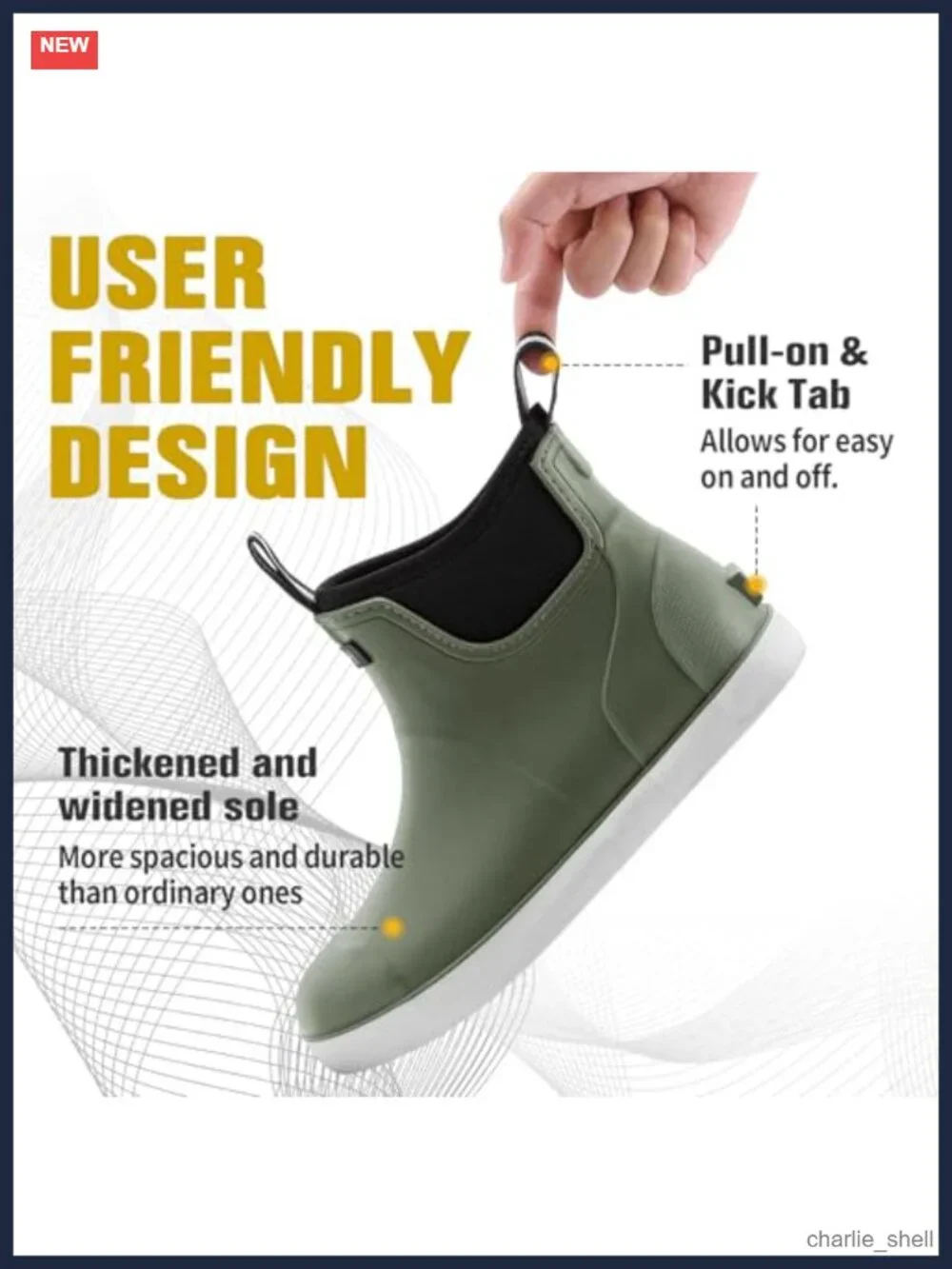 Men's Waterproof Deck Boots Non-Slip Ankle Rain Boots Fishing PVC